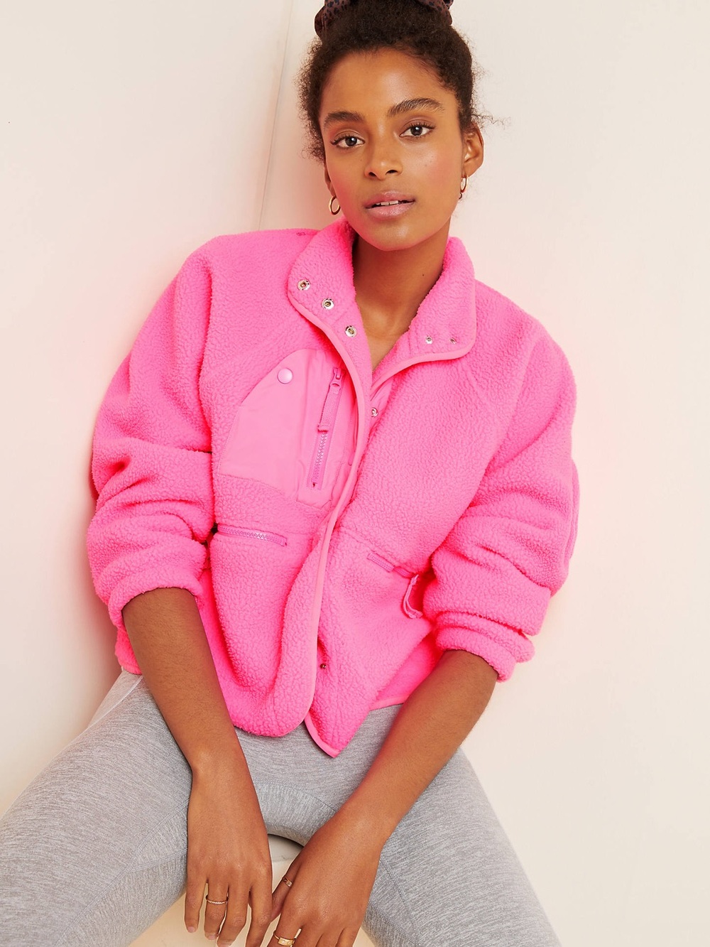 FP Movement by Free People Hot Pink Hit the Slopes Sherpa Jacket